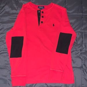 Long sleeve polo/ grandpa patch